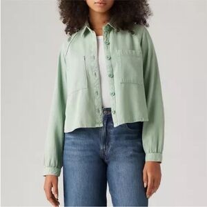 Levi’s Tyla Utility Shirt in Soft Mint Blue Surf TENCEL Lyocell Size XS NWT
